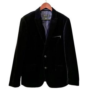INC International Concepts Navy Black Velvet Pinstripe Blazer Men’s Medium